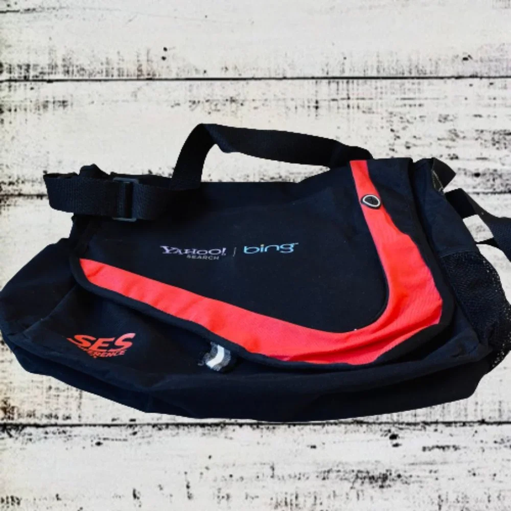 Messenger Bag YAHOO! SEARCH + BING Logo Vintage Black